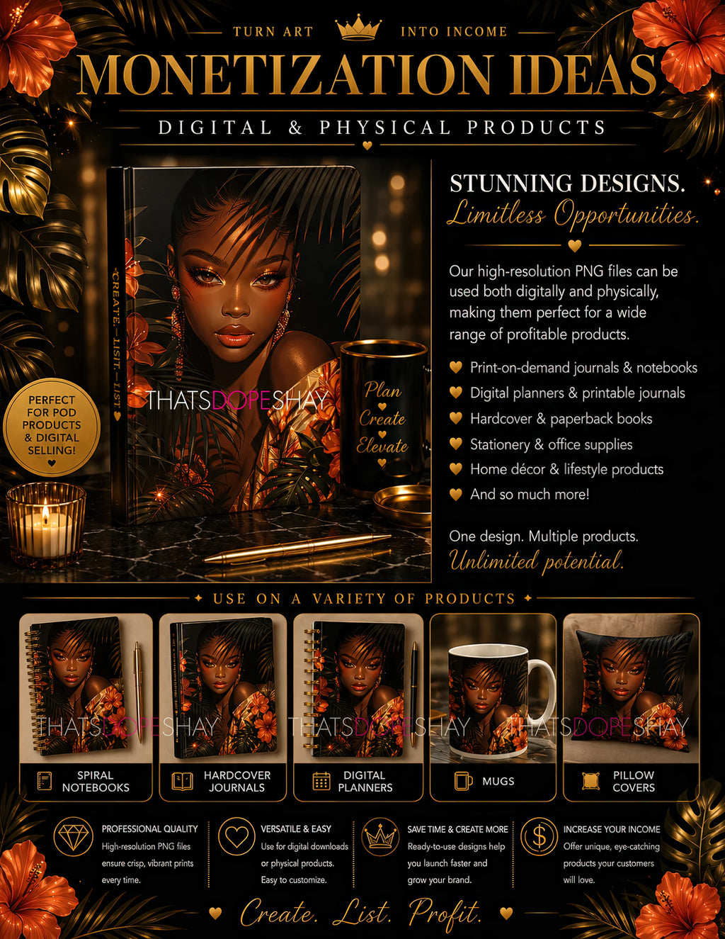 Golden Tropics | Quick Start Creator's Kit | AI Art Bundle